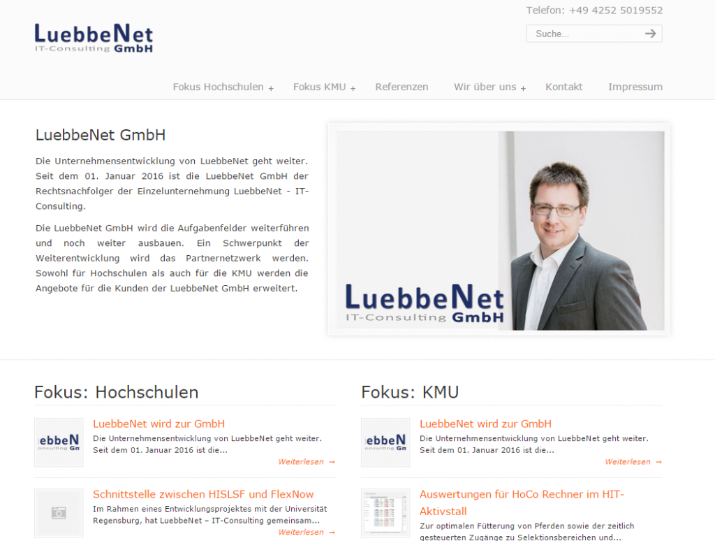 Homepage LuebbeNet GmbH